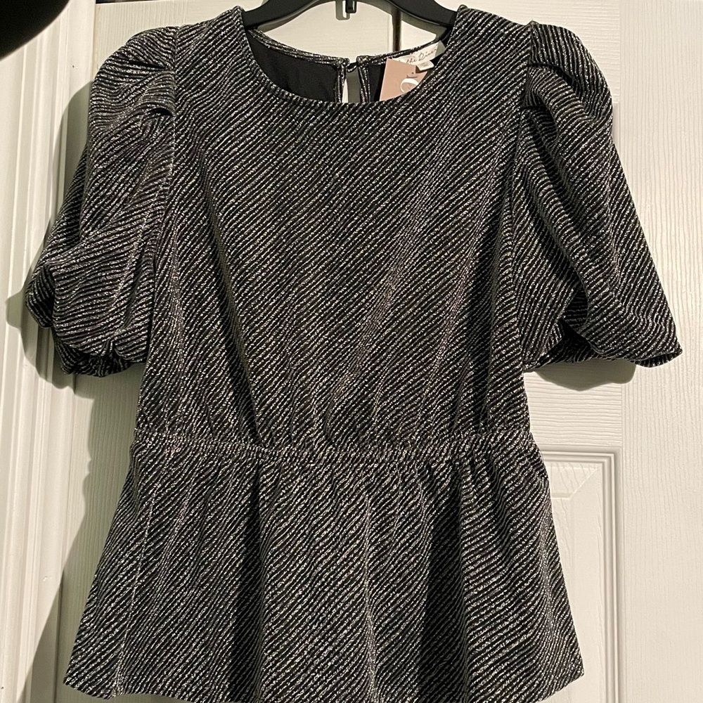 Chic Sparkly Puff Sleeve Top